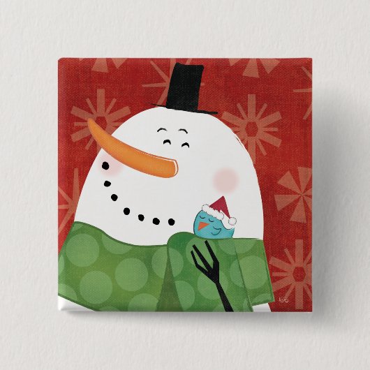 暗いココアが付いている青いクリスマスのマグ 缶バッジ (正面)