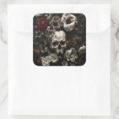 暗いコテージコアスカルと花 スクエアシール (バッグ)