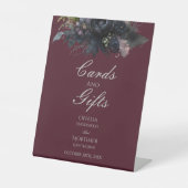 暗いゴシック様式のフローラ結婚式カードとギフトサイン 台座サイン (正面)