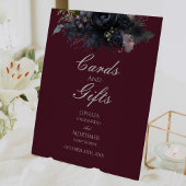 暗いゴシック様式のフローラ結婚式カードとギフトサイン 台座サイン