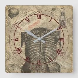 暗いゴシック解剖学エフェメラ スクエア壁時計