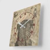 暗いゴシック解剖学エフェメラ スクエア壁時計 (傾斜)