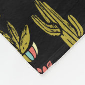 暗いサボテグランジンのパターン フリースブランケット (角)