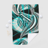 暗いシアンの緑の煙の下で銀の波がカーブ ゴルフタオル (インサイチュ)