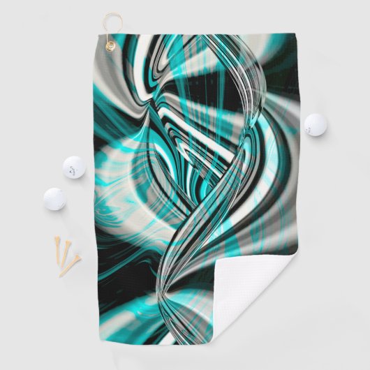 暗いシアンの緑の煙の下で銀の波がカーブ ゴルフタオル (インサイチュ)