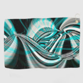 暗いシアンの緑の煙の下で銀の波がカーブ ゴルフタオル (横)