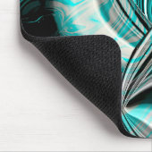 暗いシアンの緑の煙の下で銀の波がカーブ マウスパッド (コーナー)