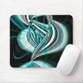 暗いシアンの緑の煙の下で銀の波がカーブ マウスパッド (マウス)