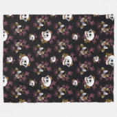 暗いスカルと暗い鳥 フリースブランケット (正面(横))