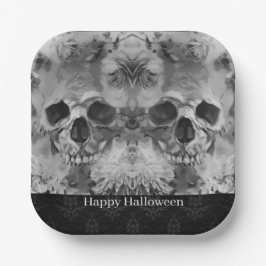 暗いスカルハローウィンパーティ ペーパープレート