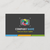 暗いスタイリッシュカメカラフルラシンボル 名刺 (裏面)