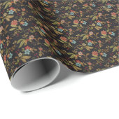 暗いスラブのスタイルの花柄 ラッピングペーパー (ロールコーナー)