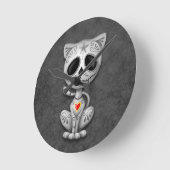 暗いゾンビの砂糖の子ネコ ラウンド壁時計 (傾斜)