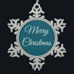 暗いターコイズと白： スノーフレークピューターオーナメント<br><div class="desc">このオーナメントはあなたのクリスマスツリーに素敵に見える。そのエレガントフォントは視覚的に楽しい。しかし、これはあなたのお茶ではないかもしれない。それは素晴らしだ。背景やメッセージなど、あらゆる種類の変更を行うことができる。オリジナルの仕事； ©シャロンリーハドソン。すべての権利が留保されている。</div>