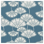 暗いターコイズの花の日本のなパターン ファブリック (クローズアップ)