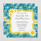 暗いターコイズペイズリー;デイジー 招待状 (正面/裏面)
