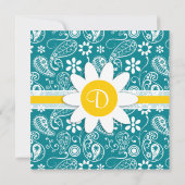 暗いターコイズペイズリー;デイジー 招待状 (裏面)