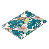 暗いターコイズモンステラ、繊細な桃と黄色 ノートブック (左側)