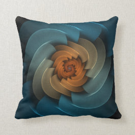 暗いターコイズ及びオレンジの抽象芸術で笛を吹くこと クッション