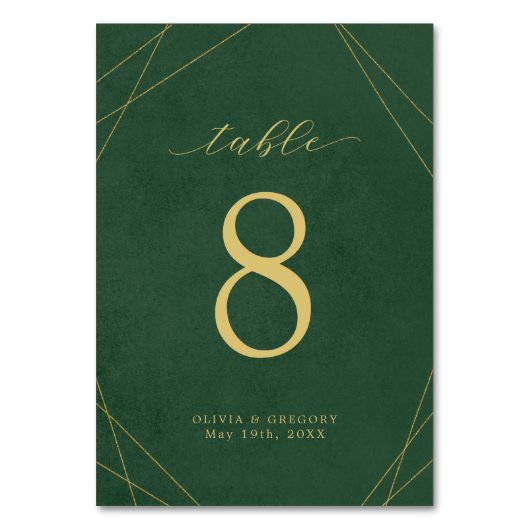 暗いターコイズ金ゴールドラインのシーティングテーブルカード テーブルナンバー (裏面)