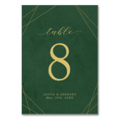 暗いターコイズ金ゴールドラインのシーティングテーブルカード テーブルナンバー (正面)