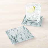 暗いターコイズ静脈大理石の外観 ガラスコースター (アングル)