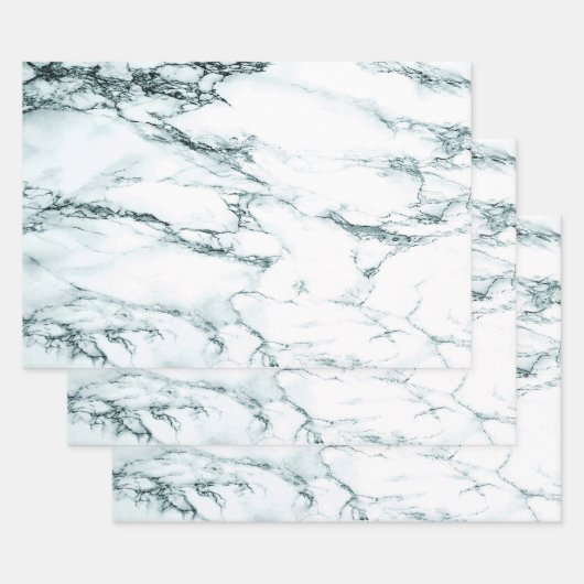 暗いターコイズ静脈大理石の外観 ラッピングペーパーシート (セット)