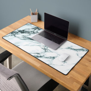 暗いターコイズ静脈大理石ルックゲーミングパグ デスクマット