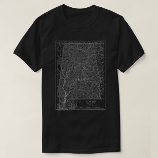 暗いティーのアラバマの州の地図の白 Tシャツ
