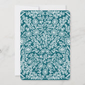 暗いティール（緑がかった色）とホワイトボタニカルフローラ30th Birthday 招待状 (裏面)