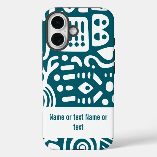 暗いティール(緑がかった色)と白いドードル Case-Mate iPhoneケース (裏面)