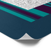 暗いティール(緑がかった色)と紫ストライプのフォトフレーム ポスター (角)