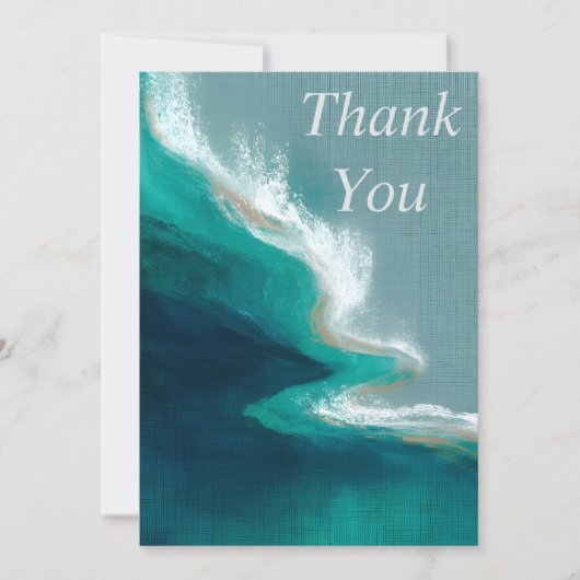 暗いティール（緑がかった色）と緑の抽象芸術サンキューカード 招待状 (正面)