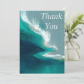 暗いティール（緑がかった色）と緑の抽象芸術サンキューカード 招待状 (スタンド正面)