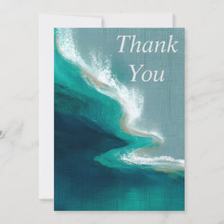 暗いティール（緑がかった色）と緑の抽象芸術サンキューカード 招待状