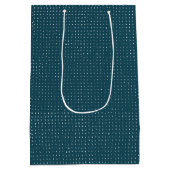 暗いティール（緑がかった色）の手書きドット ミディアムペーパーバッグ (裏面)