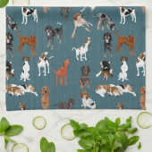 暗いティール（緑がかった色）のCoonhounds キッチンタオル (折り畳み)