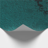 暗いティール(緑がかった色)エレガント多肉性パターンの切り離し ラッピングペーパー (角)