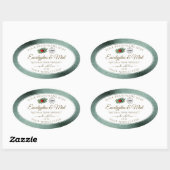 暗いティール（緑がかった色）グリッターホワイトプロダクトラベルラディバグロゴ 楕円形シール (シート)