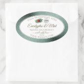 暗いティール（緑がかった色）グリッターホワイトプロダクトラベルラディバグロゴ 楕円形シール (バッグ)
