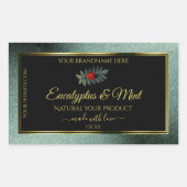 暗いティール(緑がかった色)グリッター黒い製品ラベルLadybug 長方形シール (正面)