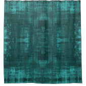 暗いティール（緑がかった色）スエードルックパターン シャワーカーテン (正面)