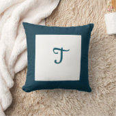 暗いティール（緑がかった色）ターコイズフレームモノグラム装飾用クッション クッション (ブランケット)