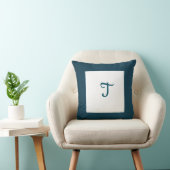 暗いティール（緑がかった色）ターコイズフレームモノグラム装飾用クッション クッション (椅子)