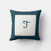 暗いティール（緑がかった色）ターコイズフレームモノグラム装飾用クッション クッション (裏面)