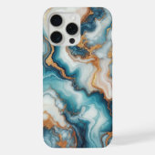 暗いティール(緑がかった色)ターコイズブルー金ゴールド大理石アートパターン iPhoneケース (裏面)