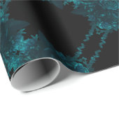 暗いティール(緑がかった色)バラ結婚の包装紙 ラッピングペーパー (ロールコーナー)