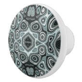 暗いティール(緑がかった色)ブルーシーフオムグリーングレーエスニック族アート セラミックノブ (右)