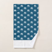 暗いティール（緑がかった色）マンガ航海のーの鯨衣風呂タオル バスタオルセット (ハンドタオル)