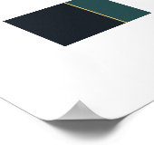 暗いティール(緑がかった色)モダンアートピースと金ゴールド要素 ポスター (角)